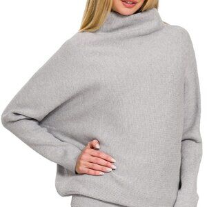 Zenana Viscose Dolman Sleeve Mock Neck‎ Sweater